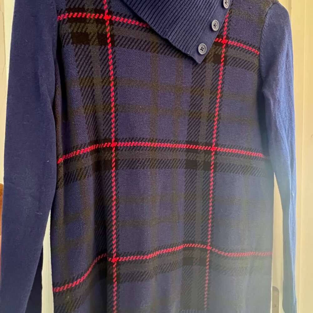 Talbot turtleneck women size Petite Blue navy and red stripes